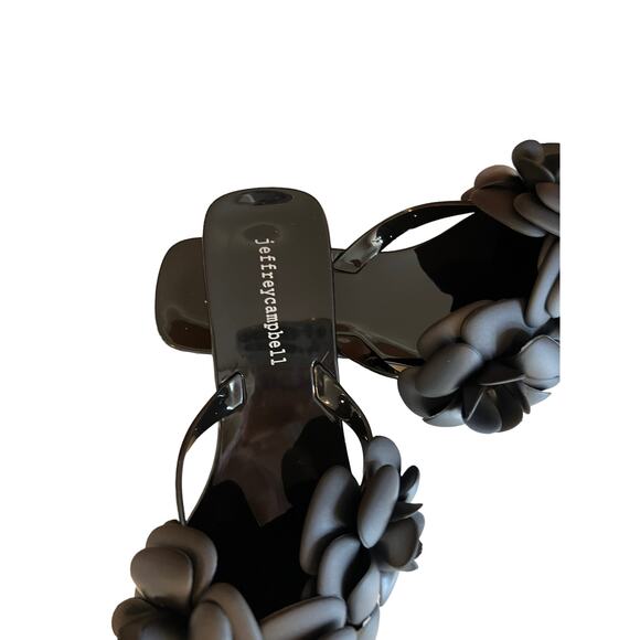 Jeffrey Campbell Fleuris Jelly Flip Flop Flower Detail Black 8 - Picture 4 of 5